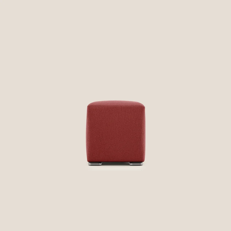 Cube pouf in tessuto morbido smacchiabile T05 rosso