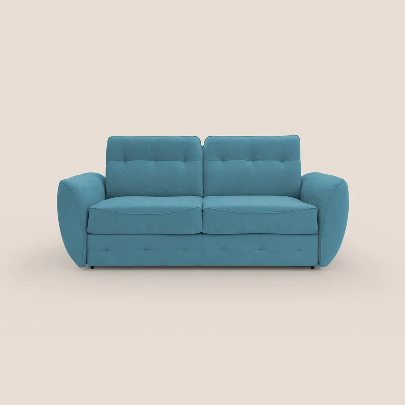 Zeus Divano letto scandinavo con schienale alto in tessuto impermeabile T02 azzurro