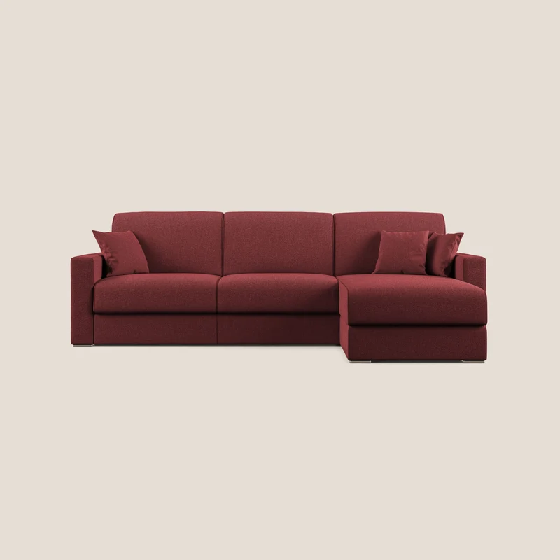 Best Divano letto angolare con penisola in tessuto smacchiabile QuickClean T08 rosso