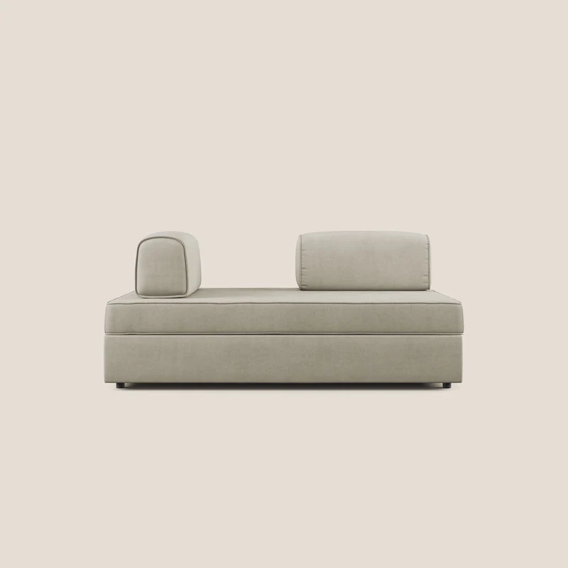 Liberty divano con pouf estraibile e schienali movibili in tessuto morbido impermeabile T02 panna