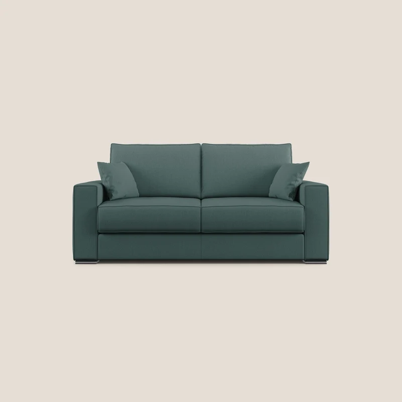 Dream Divano letto moderno dai morbidi cuscini in tessuto smacchiabile T05 verde