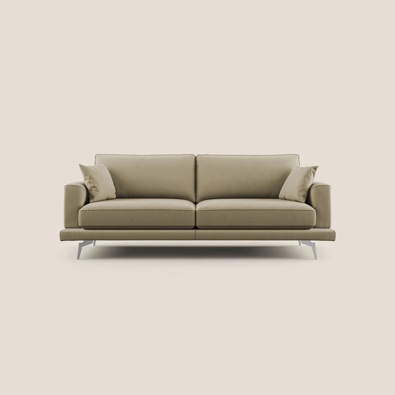 Dorian divano moderno in tessuto morbido antimacchia T05 cammello