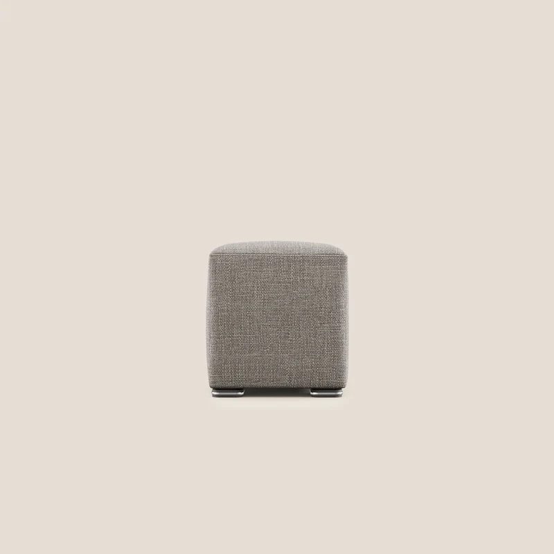 Cube pouf in morbido tessuto impermeabile ad intreccio melangiato T06 tortora
