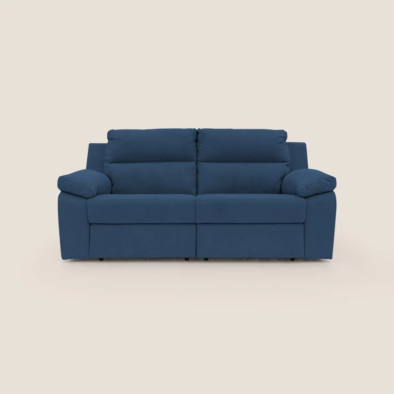 Romeo Divano relax con recliner elettrico in morbido tessuto impermeabile T02 blu