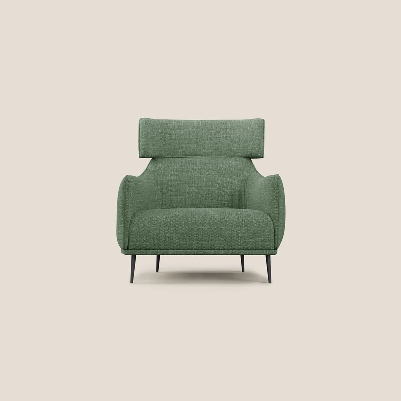 Zelda Poltroncina dal design moderno in morbido tessuto impermeabile T06 verde