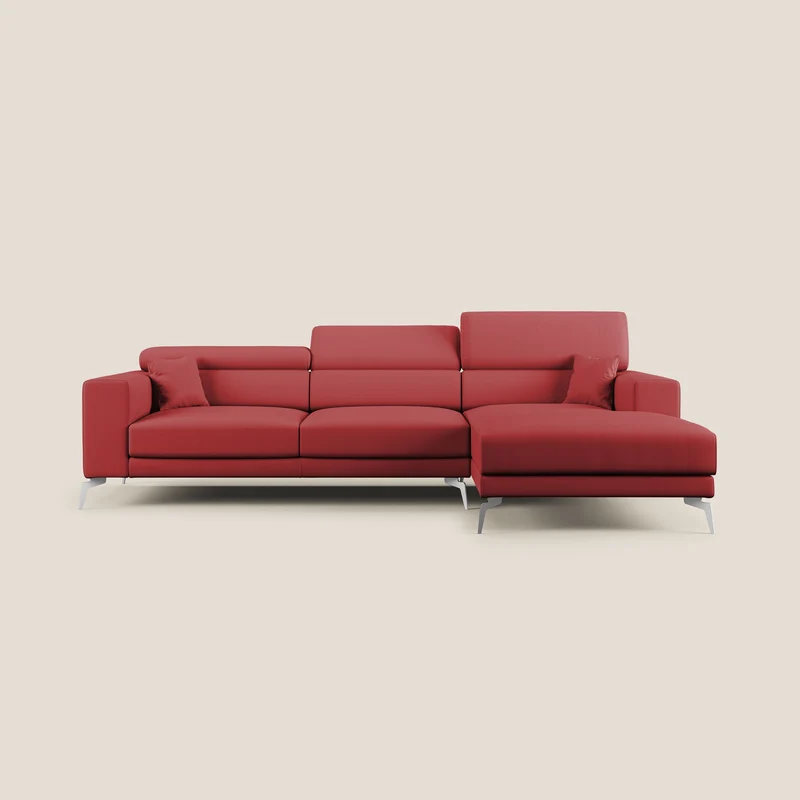 Blade Divano moderno angolare con poggiatesta reclinabili in Ecopelle T04 rosso