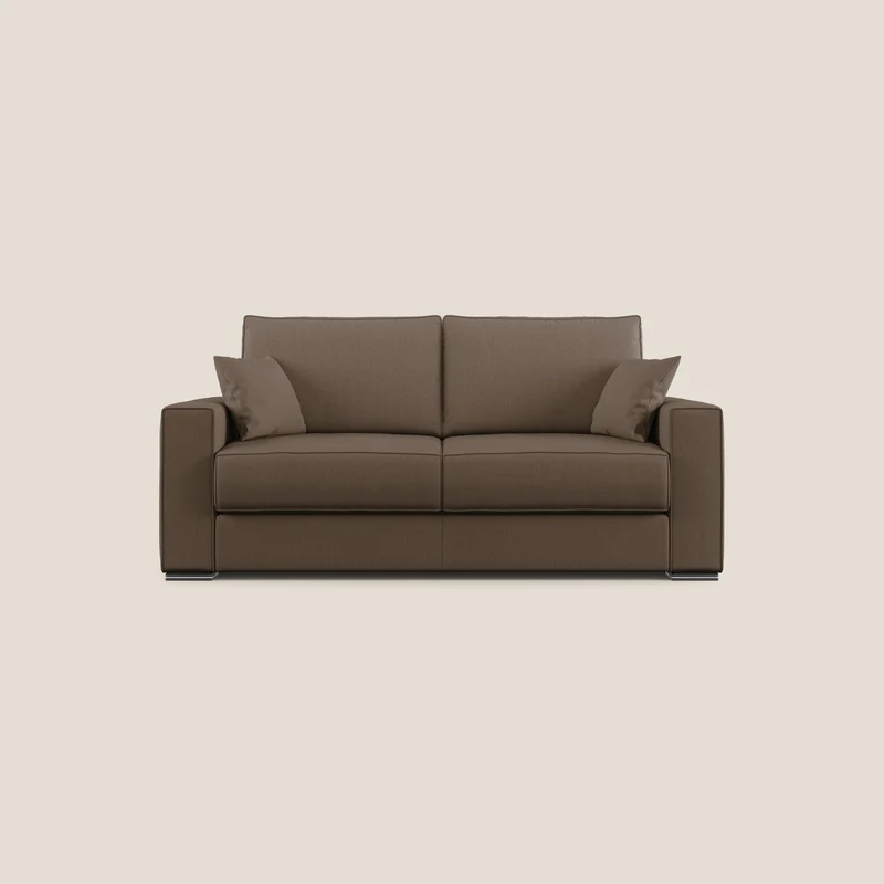 Dream Divano letto moderno dai morbidi cuscini in tessuto smacchiabile T05 marrone