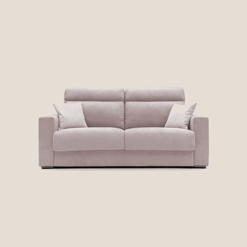 Nikita Divano letto matrimoniale con schienale morbido alto e rivestimento T02 rosa