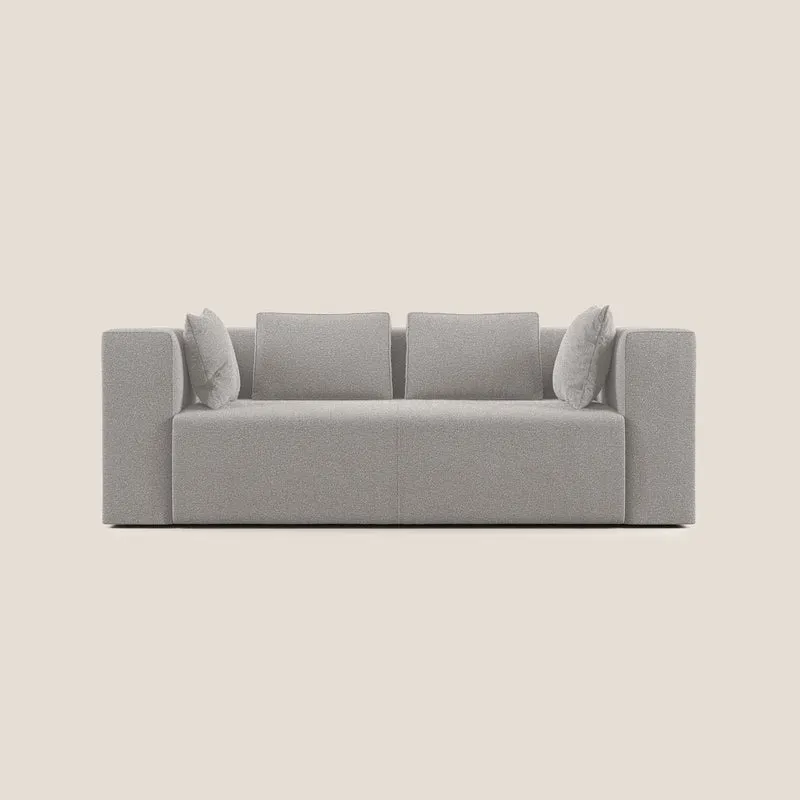 Nettuno divano moderno componibile in morbido tessuto bouclè T07 grigio
