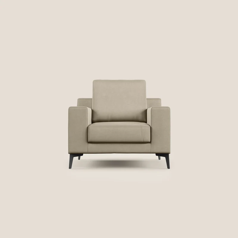 Prestige poltroncina moderna in microfibra smacchiabile T11 tortora