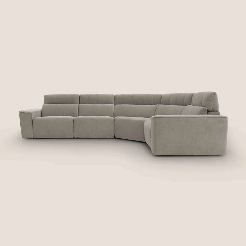 Clark Divano modulare angolare REVERSIBILE con opzione relax elettrico in tessuto smacchiabile impermeabile T17 beige