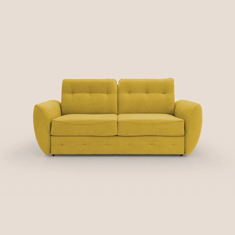 Zeus Divano letto scandinavo con materasso H18 in tessuto impermeabile T02 giallo