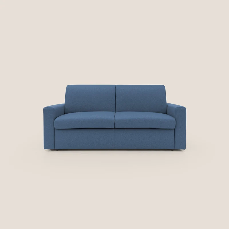 Kansas Divano letto matrimoniale alto 20 cm in tessuto impermeabile misto cotone T13 blu