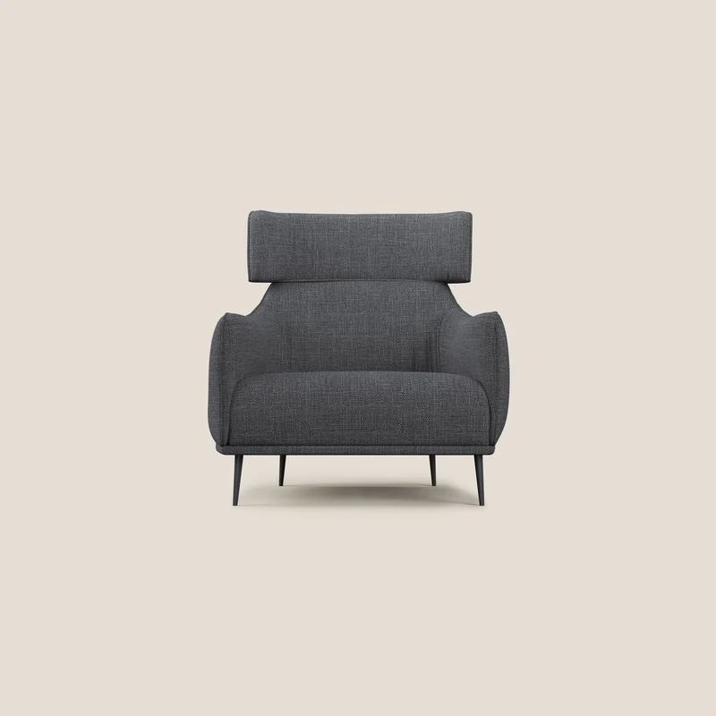 Zelda Poltroncina dal design moderno in morbido tessuto impermeabile T06 antracite