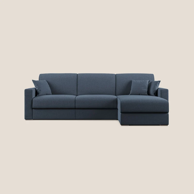 Best Divano letto angolare con penisola in tessuto smacchiabile QuickClean T08 blu