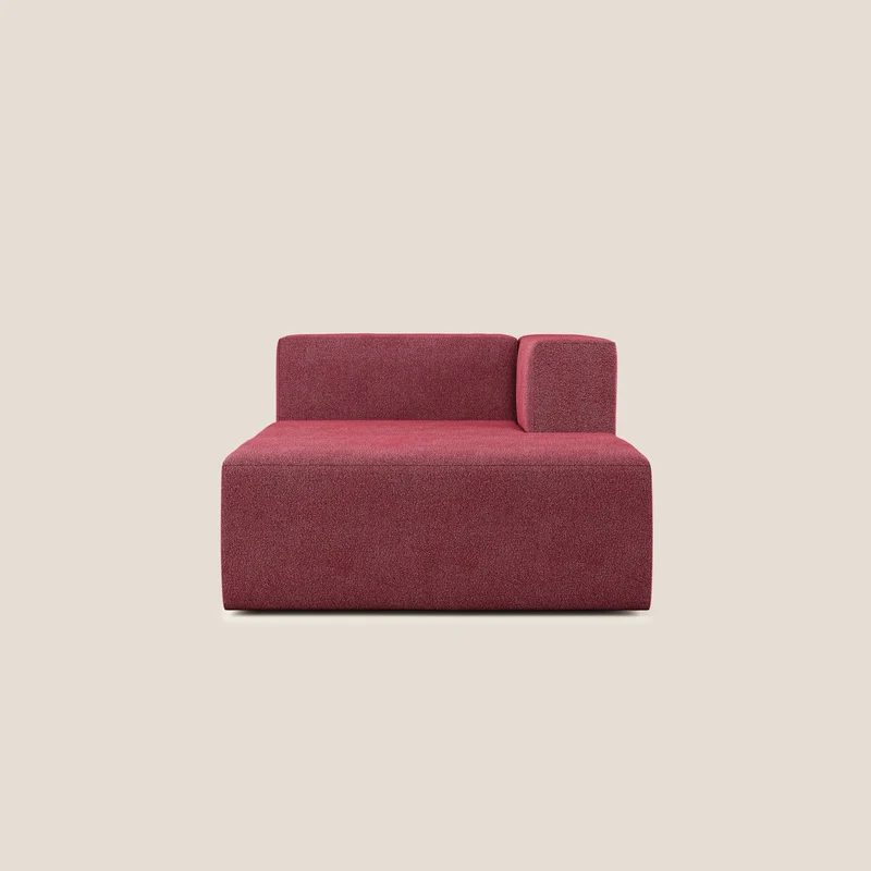 Nettuno modulo chaise longue in morbido tessuto bouclè T07 rosso