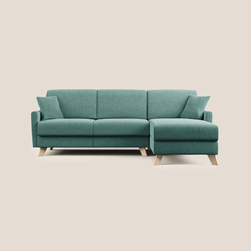 Edgar divano letto angolare in tessuto felis impermeabile T03 verde acqua