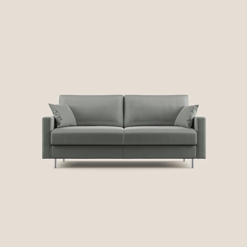 Andromeda divano letto matrimoniale in velluto morbido impermeabile T01 grigio chiaro