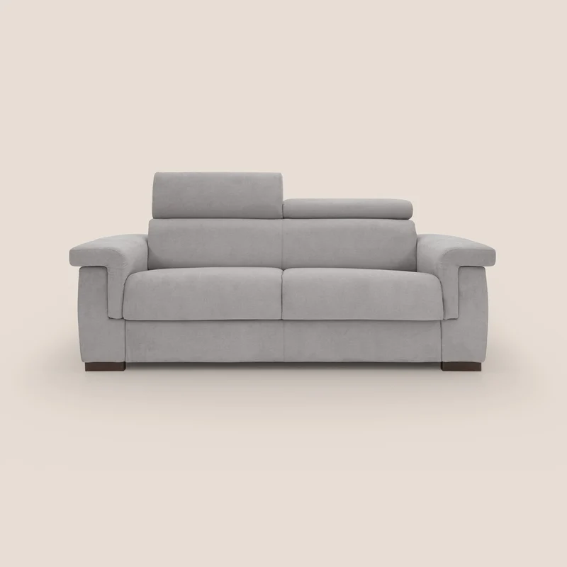 Bjorn divano letto sfoderabile con materasso H18 cm e poggiatesta reclinabili in tessuto impermeabile T02 grigio chiaro