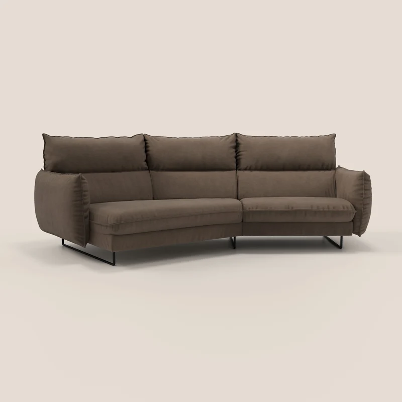 Monamour divano moderno angolare con opzione relax elettrico in microfibra smacchiabile impermeabile T11 marrone