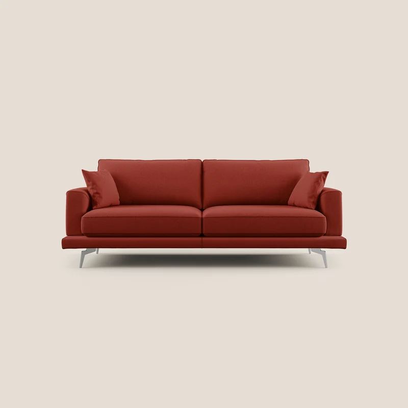 Dorian divano moderno in tessuto morbido antimacchia T05 rosso