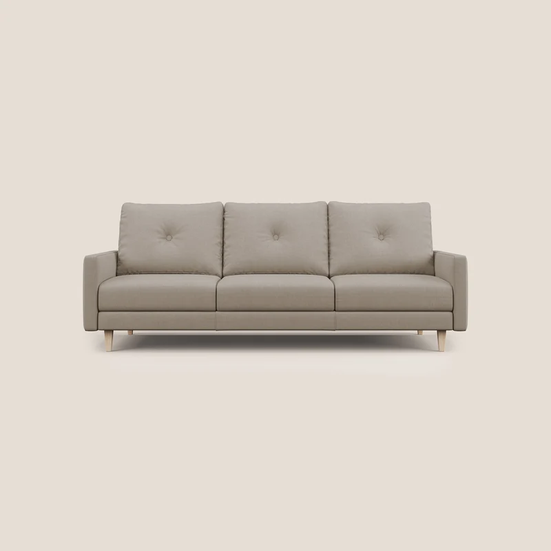 Matisse divano a 3 sedute allungabili e schienali in piuma d'oca in tessuto smacchiabile T17 beige