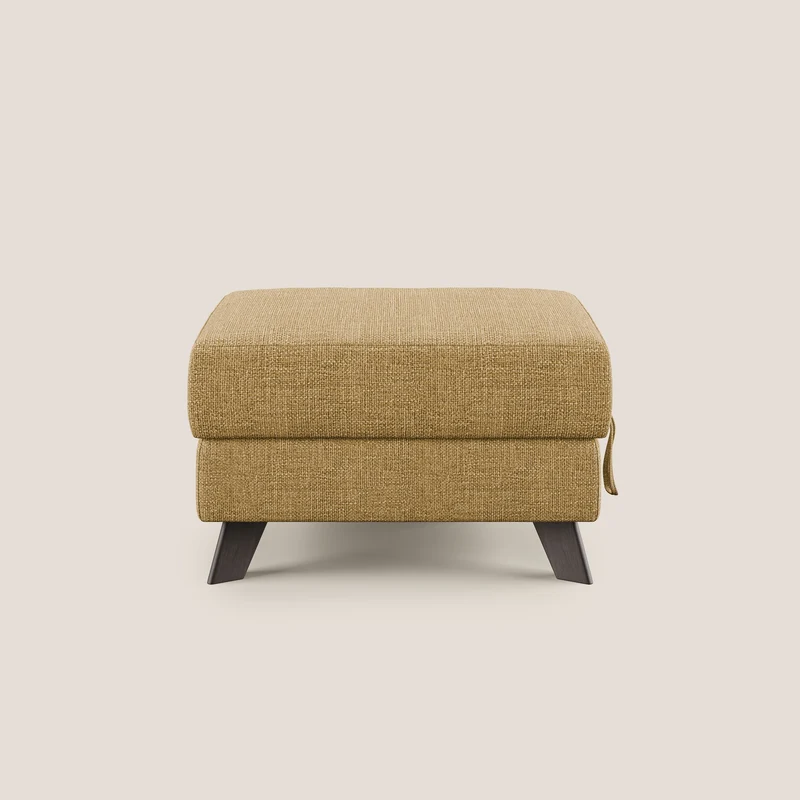 Moon Pouf contenitore e piedini alti in tessuto morbido ad intreccio soft-touch impermeabile T06 giallo