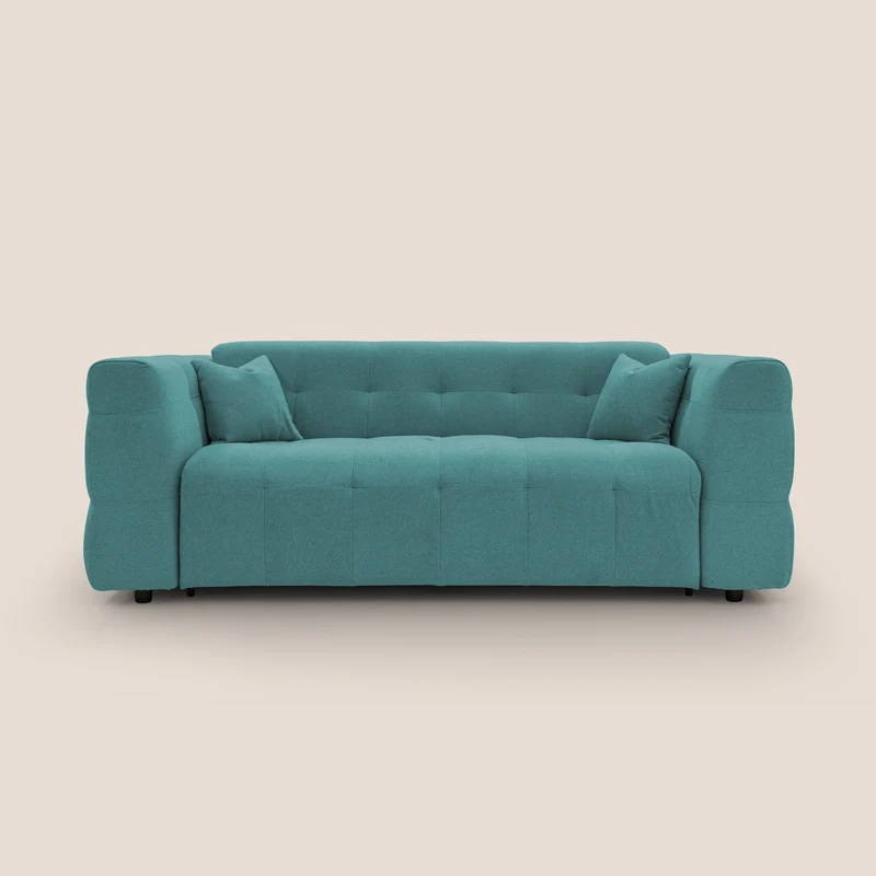 Tender Divano letto matrimoniale dal design innovativo in tessuto bouclet impermeabile T07 azzurro