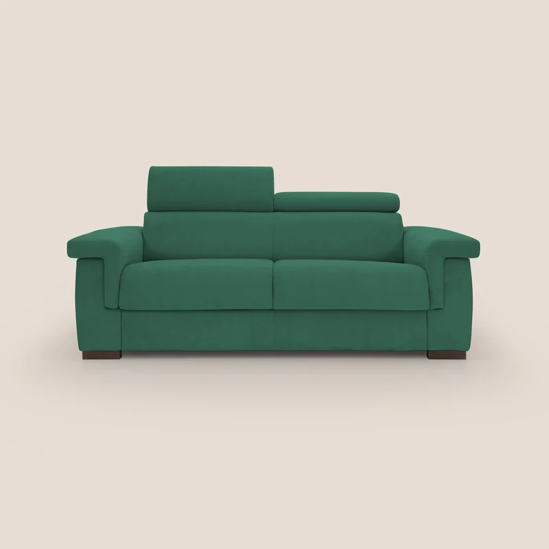Bjorn divano letto sfoderabile con materasso H18 cm e poggiatesta reclinabili in tessuto impermeabile T02 verde