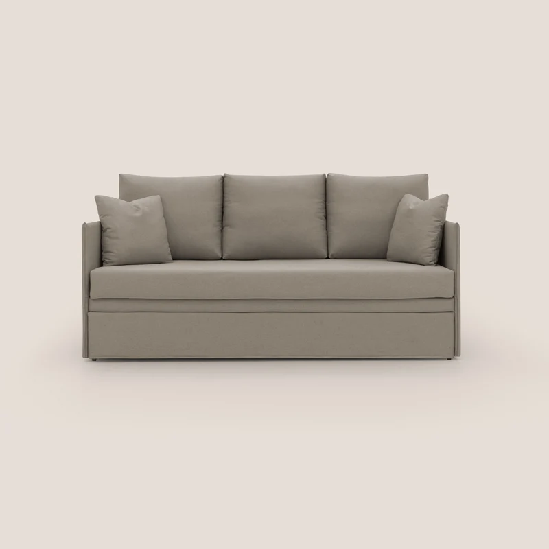 Brera Divano duplex con doppio letto in tessuto simil cotone impermeabile T13 tortora