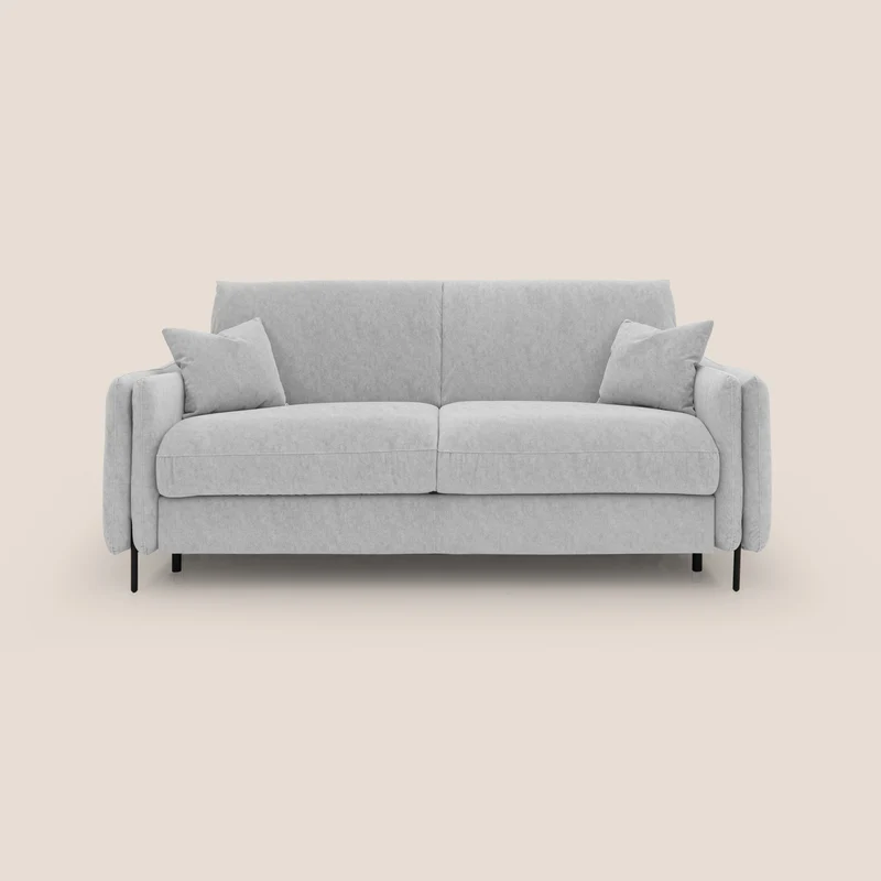 Gregory Divano letto con materasso h18 cm in microfibra effetto velluto impermeabile T09 grigio chiaro