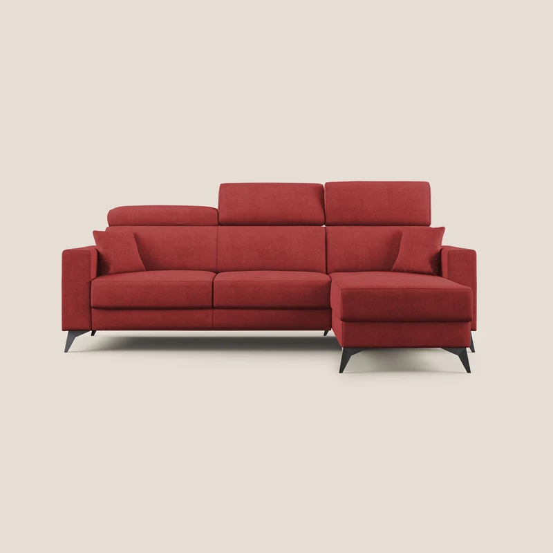 Pegaso divano letto angolare con poggiatesta reclinabili e rivestimento impermeabile T02 rosso