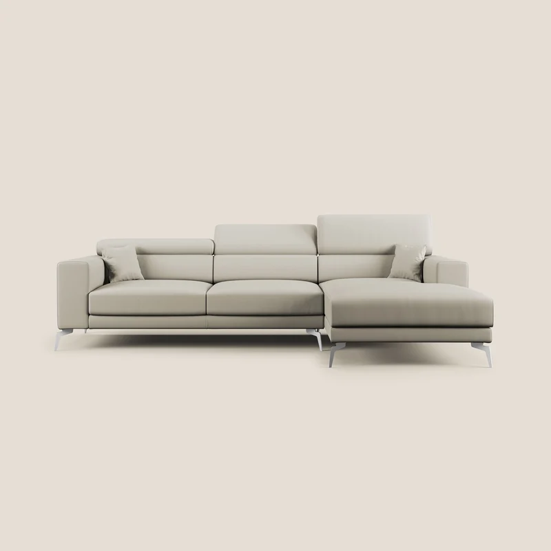 Blade Divano moderno angolare con poggiatesta reclinabili in Ecopelle T04 tortora