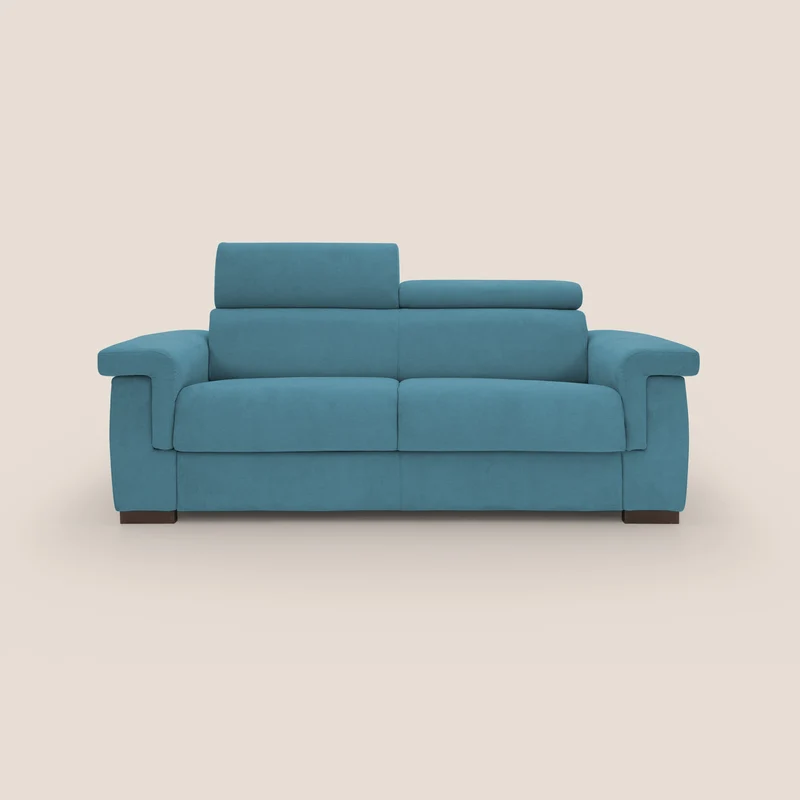 Bjorn divano letto sfoderabile con materasso H18 cm e poggiatesta reclinabili in tessuto impermeabile T02 azzurro