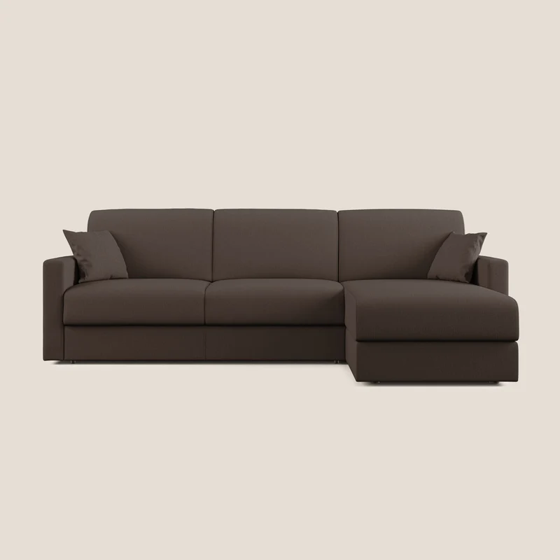 Chris Divano letto angolare 5 posti in tessuto impermeabile T13 marrone