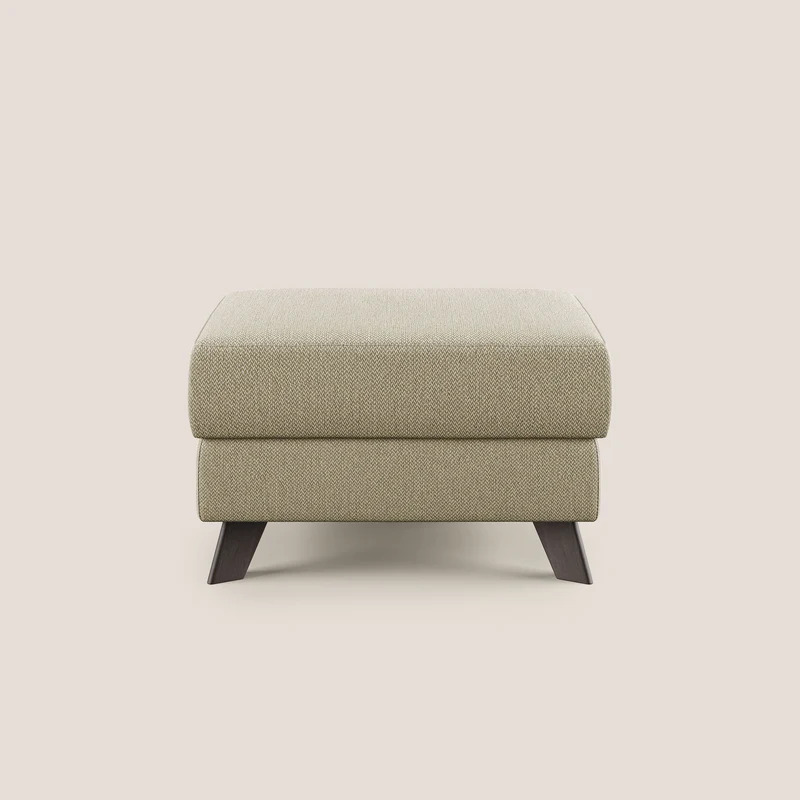 Moon Pouf contenitore e piedini alti in tessuto smacchiabile con acqua T05 cammello