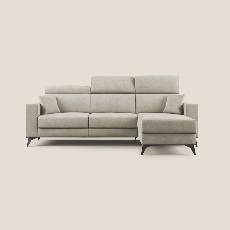 Pegaso divano letto angolare con poggiatesta reclinabili e rivestimento impermeabile T02 panna