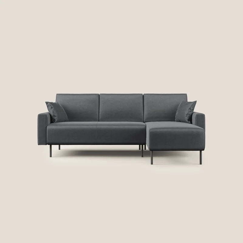 Arthur divano moderno angolare in velluto morbido impermeabile T01 antracite