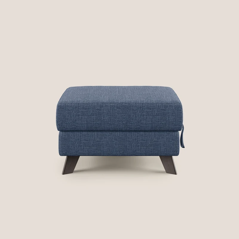 Moon Pouf contenitore e piedini alti in tessuto morbido ad intreccio soft-touch impermeabile T06 blu