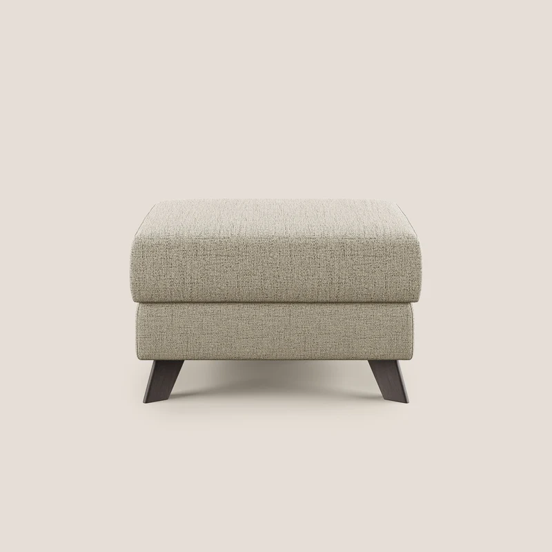 Moon Pouf contenitore e piedini alti in tessuto morbido impermeabile fiammato T03 beige