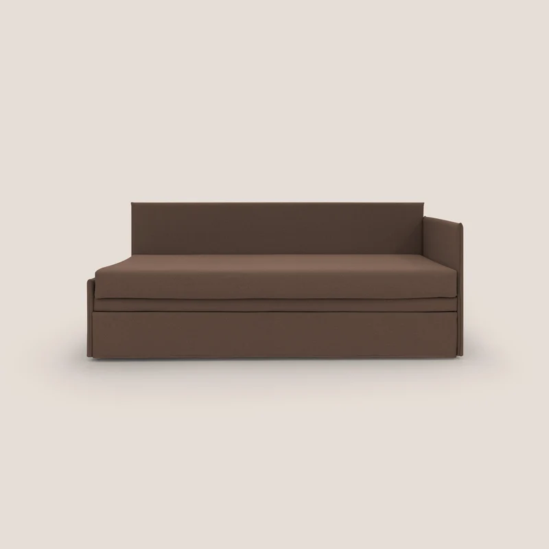 Durini Divano duplex con doppio letto in tessuto simil cotone impermeabile T13 marrone