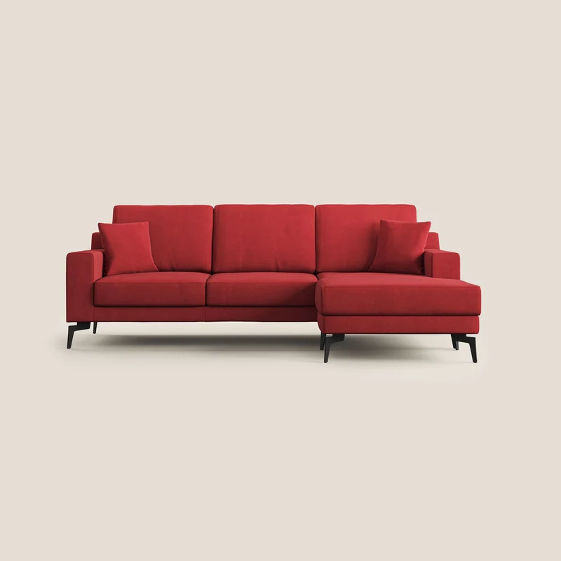 Prestige divano angolare reversibile in microfibra smacchiabile T11 rosso