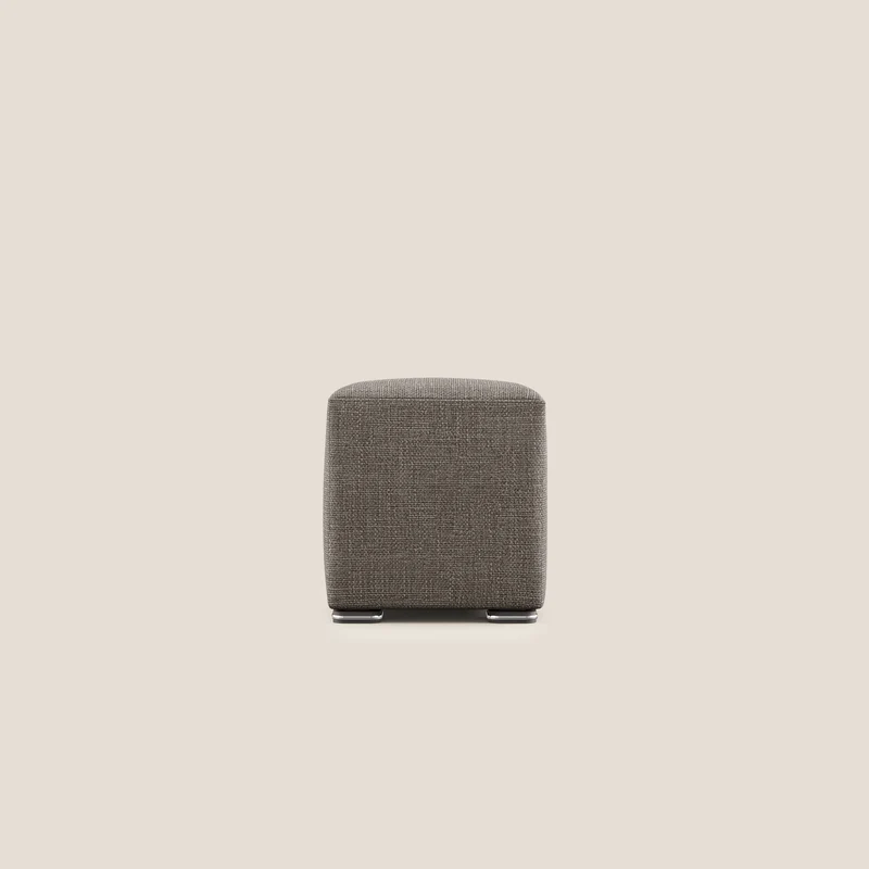 Cube pouf in morbido tessuto impermeabile ad intreccio melangiato T06 marrone
