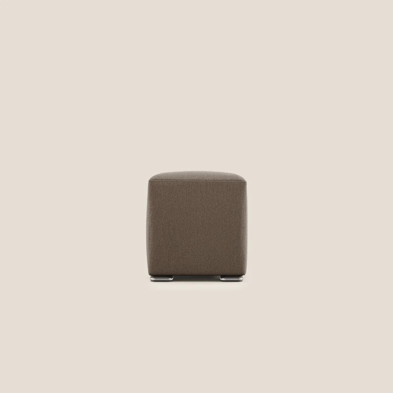 Cube pouf in tessuto morbido smacchiabile T05 marrone