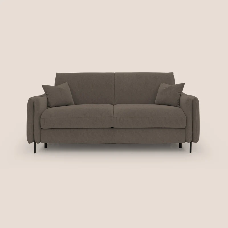 Gregory Divano letto con materasso h18 cm in microfibra effetto velluto impermeabile T09 marrone