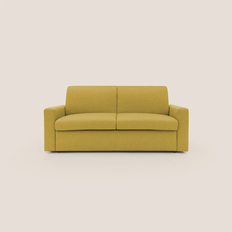 Kansas Divano letto matrimoniale alto 20 cm in tessuto impermeabile misto cotone T13 giallo