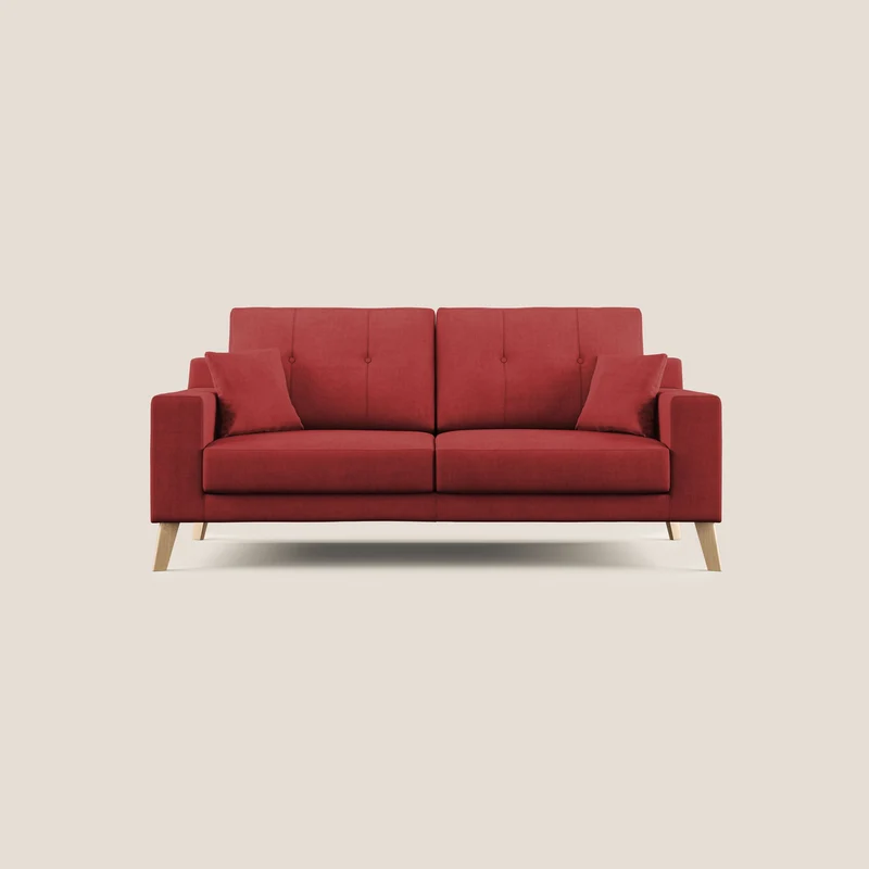 Danish divano moderno in tessuto morbido impermeabile T02 rosso