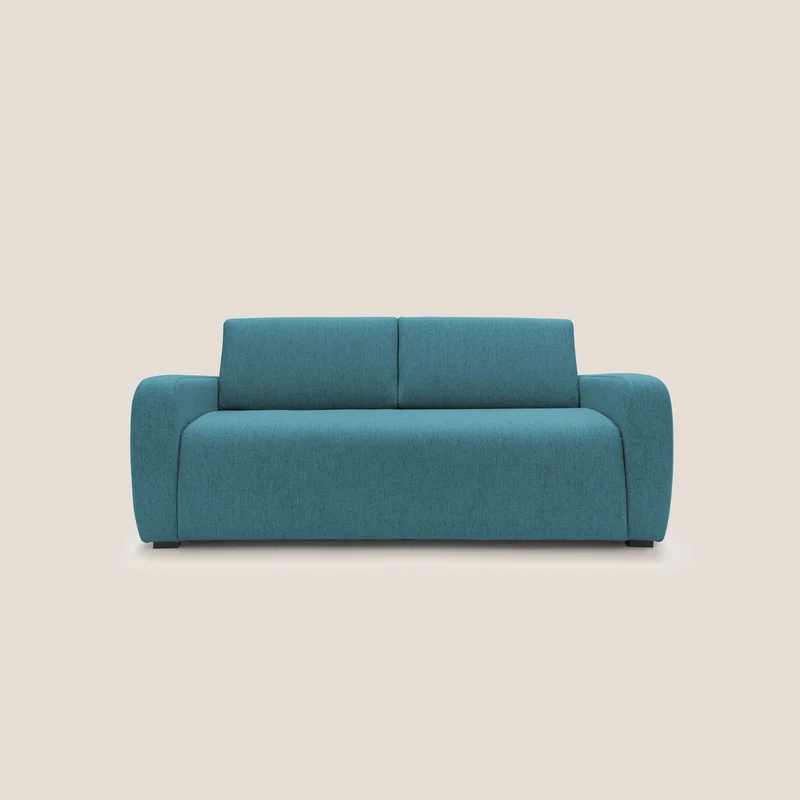 Duna Divano letto matrimoniale con materasso 20 cm in tessuto impermeabile T03 azzurro