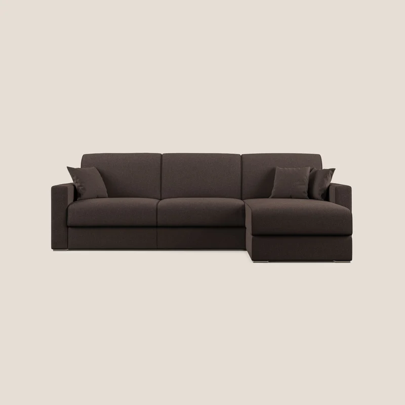 Best Divano letto angolare con penisola in tessuto smacchiabile QuickClean T08 marrone
