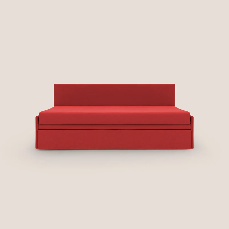 Naviglio Divano duplex con doppio letto in tessuto simil cotone impermeabile T13 rosso